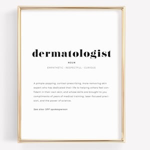 Dermatology Wall Art Office Decor, Dermatologist Definition Poster, Gift for Dermatologist Graduation, Instant Download Print