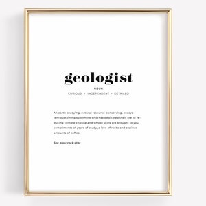 Geologen Definition Geologie Print, Büro Wandkunst, Abschlussfeier Geschenk, Schreibtisch Dekoration, Geowissenschafen Zitat, Geowissenchaften druckbare sofortiger Download