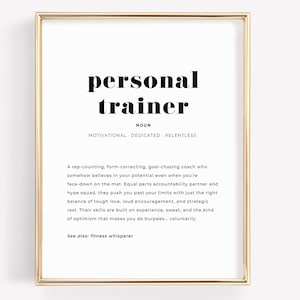 Personal Trainer Definition Printable Wall Art | Gift for Gym Coach, Fitness Instructor, Wellness Mentor | Home Gym Decor | Instant Download