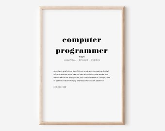 Programmer Definition Poster Coder Graduation Print - Etsy