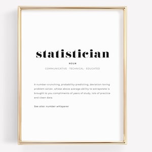 Statisticus definitie print, poster statistiek, cadeau datawetenschapper, kunst aan de muur analist, wiskunde en bètawetenschappen