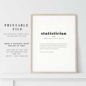 Statistics Poster Gift for Data Scientist, Statistician Definition ...