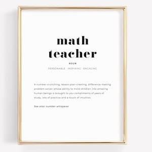 Math Teacher Gift, Printable Math Classroom Decor, High School Teacher Appreciation, Definition Print, Retirement Gift, Instant Download