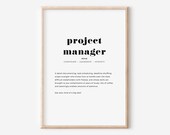 Project Manager Definition Poster, Program Manager Sign, Home Office Wall Art, Project Leader Gifts, Business School Grad Instant Download