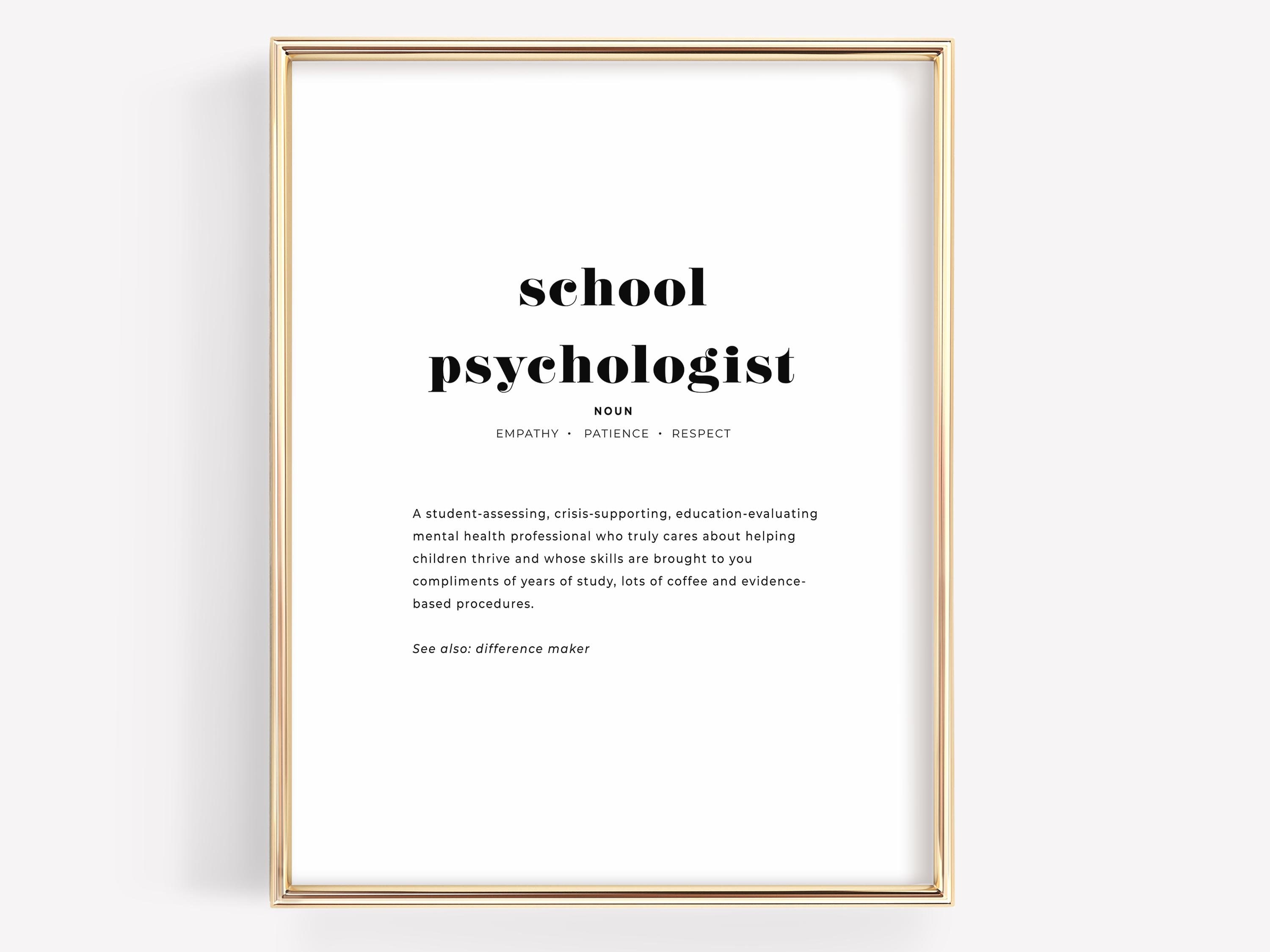 School Psychologist Definition Poster, School Therapist Office Decor, National Appreciation Week Gift, Classroom Wall Decor Instant Download