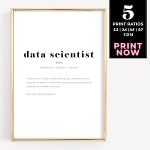 Data Science Wall Art, Data Scientist Definition Print, IT Office Decor for Data Analyst, Graduation Gift, Instant Download Poster
