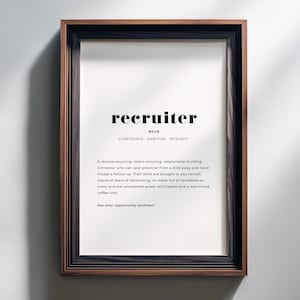 Recruiter Definition Printable Wall Art | Talent Acquisition Office Decor | HR Professional Appreciation Gift | Instant Download