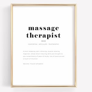 Massage Therapist Definition, Gift for LMT Appreciation, Massage Therapy Room Decor, Muscle Whisperer Print, Studio Wall Art Download