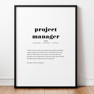 Projectmanager definitieprint, kantoormuurkunst, direct downloaden