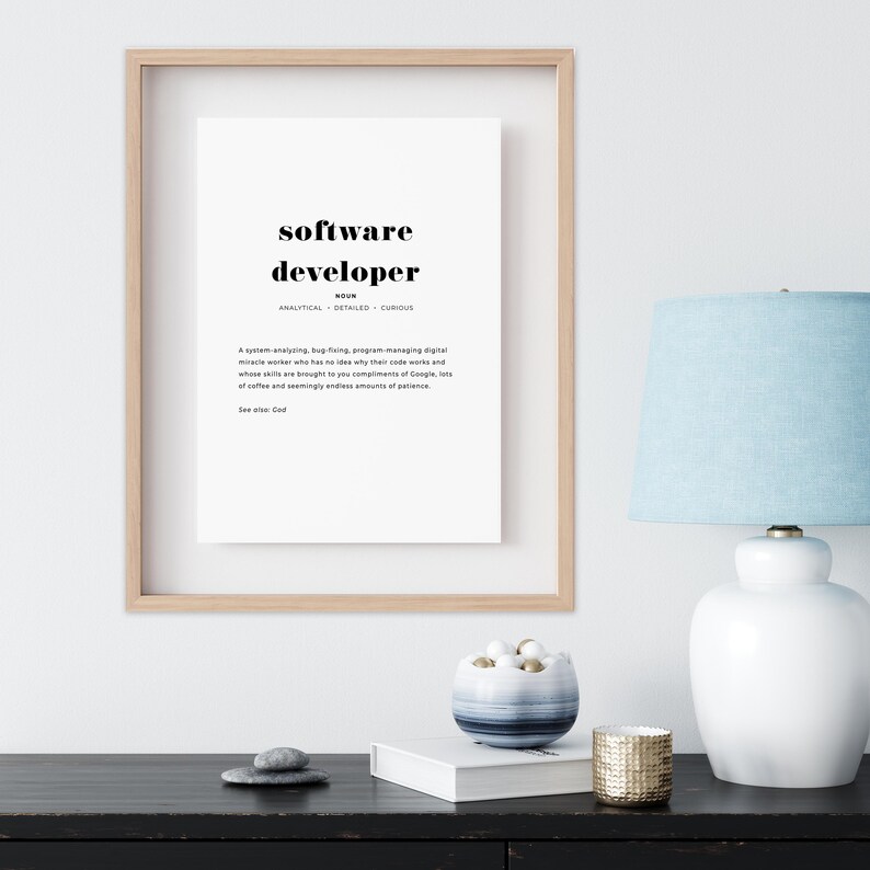 Software Developer Definition Printable Wall Art, Computer Science ...