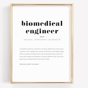 Biomedical Engineer Definition Wall Art Gift, Biomedical Scientist Office Wall Decor, PhD Graduation Gift Digital Download