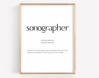 Sonographer Gift, Sonographer Definition Wall Art, Sonagraphy Student Graduation Gift, Ultrasound Tech Thank You