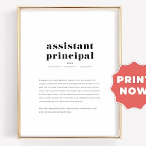 Vice Principal Gift, Printable Principal Wall Art, Assistant Principal Definition Print, School Office Wall Decor, Principal Thank You Gift