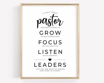 Pastor Appreciation Gift, A Truly Great Pastor, Reverend Farewell, Ministry Anniversary, Ordination Quote, Clergy Office Decor Download