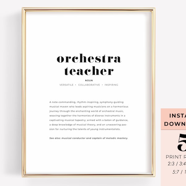 Orchestra Teacher Definition Print, Music Educator Gift, Instrumental Wall Decor, Symphony Conductor Wall Art, Gift for Music Teachers