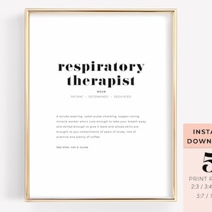 Respiratory Therapist Gift, Respiratory Therapy Office Decor, Respiratory Therapist Definition Graduation Gift, Quote Sign, Instant Download