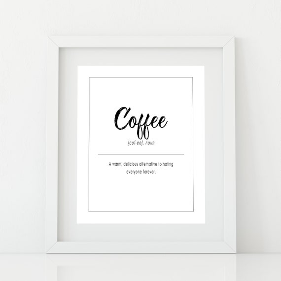 Coffee Poster Definition Print Cafe Decor Funny Coffee Etsy