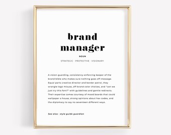 Brand Manager Definition Print, Promotion Gift, Retirement Keepsake, Graduation Career Poster Instant Download