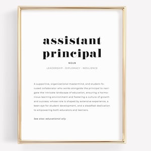 Vice Principal Gift, Printable Principal Wall Art, Assistant Principal Definition Print, School Office Wall Decor, Principal Thank You Gift