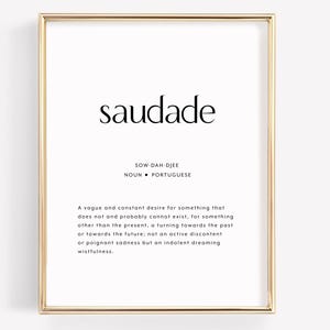 Saudade Definition Print, Language Lover Gift, Portuguese Word Art Poster, Office Wall Art