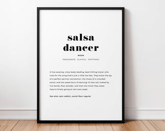 Salsa Dancer Definition Print, Latin Dance Wall Art, Ballroom Decor, Dance Teacher Gift, Fiesta Printable Poster