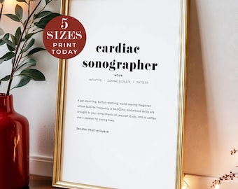 Cardiac Sonographer Gift, Echocardiographer Definition, Ultrasound Awareness Month Gift, Cardiology Office Wall Art Instant Download