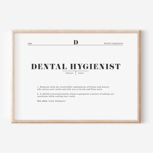 Zahnarzthelferin Büro Dekor, Definition Druck, Zahnhygiene Poster, Wandkunst, Abschlussgeschenk, Danke Geschenk, Sofort Download