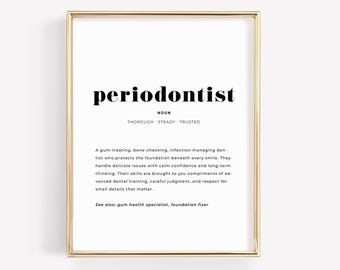 Periodontist Definition Print, Printable Dental Office Wall Art, Periodontist Gift, Digital Download