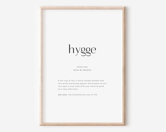 Hygge Definition Dekor Druck, skandinavische Wanddekoration, Einweihungsparty Geschenk, Hygge Lifestyle, Weihnachten Wandkunst, Instant Download