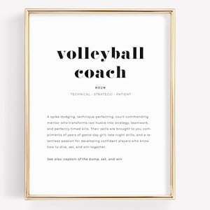 Volleyball Coach Definition, Printable Wall Art, Coach Thank You, Volleyball Coach Retirement Gift from Team, End Season Appreciation Gift