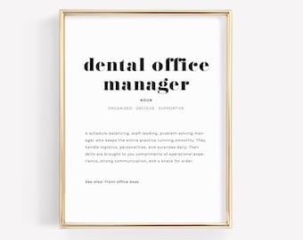 Dental Office Manager Definition Print, Funny Dental Decor, Administrative Appreciation Gift, Instant Download