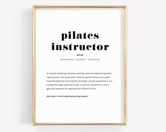 Pilates Instructor Definition PRINTABLE Pilates Studio Wall Art for Pilates Student Graduation Gift Barre Studio Poster Fitness Defintion