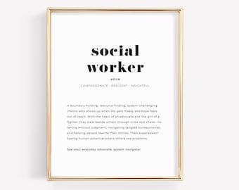 Social Worker Definition Print, Case Management Week Appreciation Gift, Instant Download