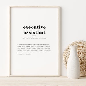 Executive Assistant Sign, Gift for Office Manager, Definition Print ...