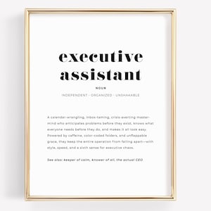 Executive Assistant Sign, Gift for Office Manager, Definition Print, Administrative Assistant Decor, Appreciation Gift, Instant Download