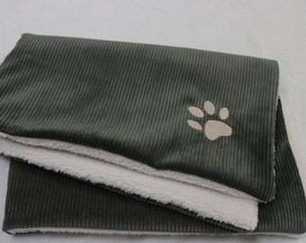 Coperta per cani in velluto a coste verde oliva, coperta per gatti, coperta coccolosa.