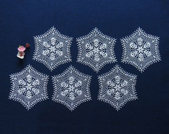 set of 6 Crochet Lace Doilies