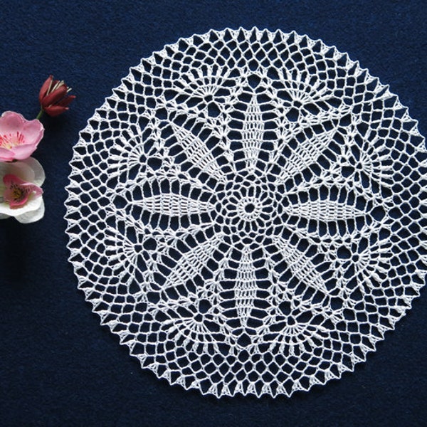 crochet doily, lace crochet doily, handmade doily, white crochet doily, table center piece, table linen, midi doily, haekeln zierdeckchen