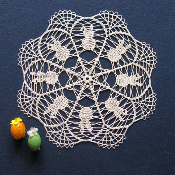 Crochet Easter Doily, Easter Decor, Crochet Home Decor, Crochet Doily, Lace Crochet Doily, White Crochet Doily,  Haekeln Zierdeckchen