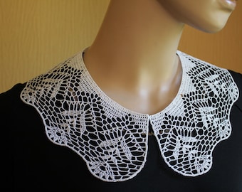 Handmade crochet collar, white lace collar, cotton necklace, neck accessory, collar crochet