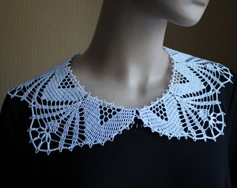 Handmade crochet collar, white lace collar, cotton necklace, neck accessory, collar crochet, white crochet collar