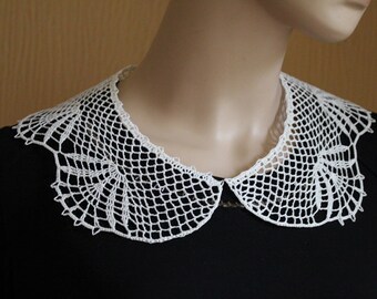 Handmade crochet collar, white lace collar, cotton necklace, neck accessory, collar crochet