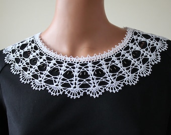 Handmade White Crochet Lace Collar