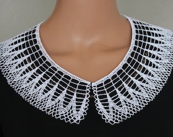 Handmade White Cotton Crochet Lace Collar, Neck Accessory