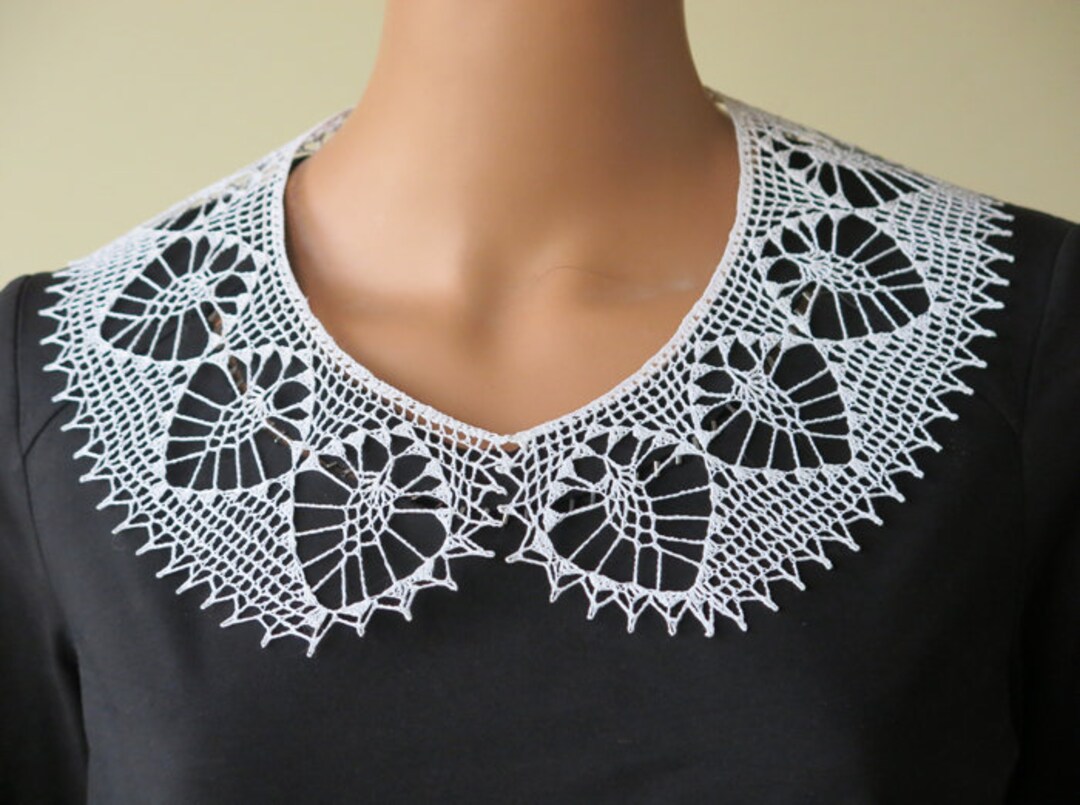 Handmade White Crochet Collar, Cotton Lace Necklace - Etsy