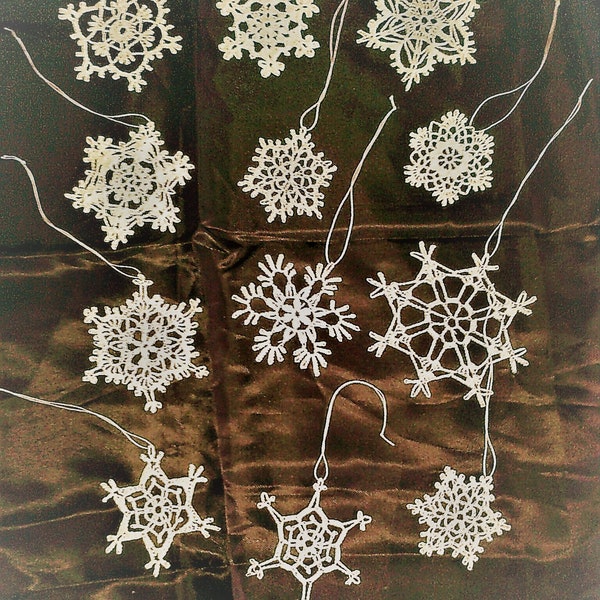White crochet snowflakes xmas decor Christmas ornaments, Crochet Christmas Decoration hanging ornaments snowflakes, 12 different designs set