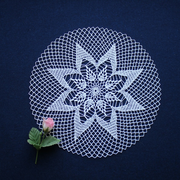 crochet doily, lace crochet doily, handmade doily, white crochet doily, table center piece, table linen, big doily, haekeln zierdeckchen