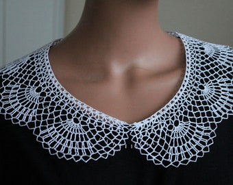 White Lace Hand Crochet Collar, Crochet Collar, Lace Collar, Lace ...
