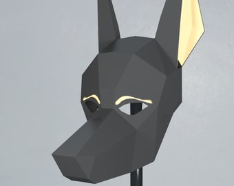 Anubis Mask / Jackal Mask Pattern - Papercraft DIY - Download, Print and Make Your Own