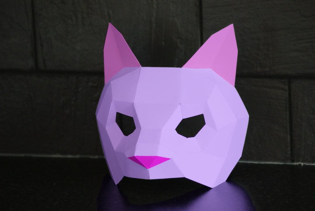 Cat Face Mask Pattern Papercraft DIY Download Print and Etsy UK